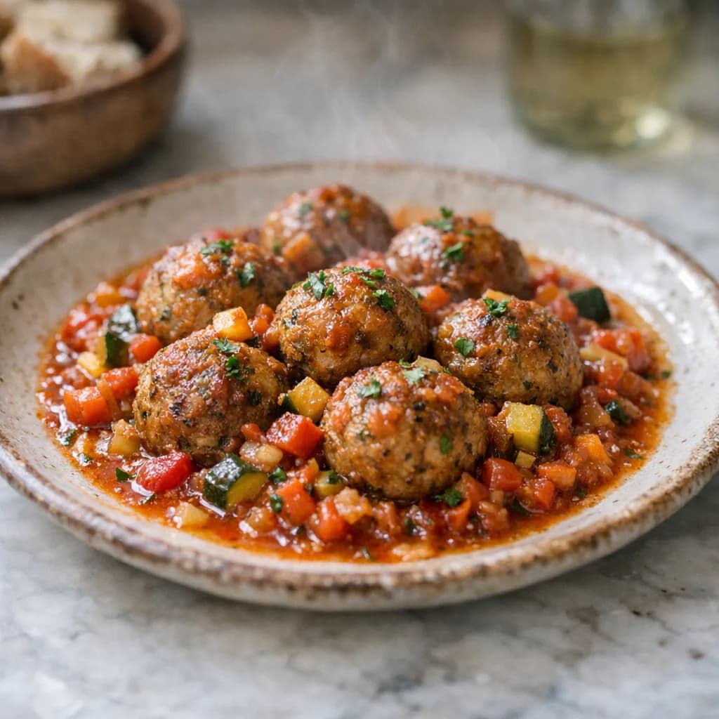 Vegetarian Meatballs With Vegetable Sauce recipe