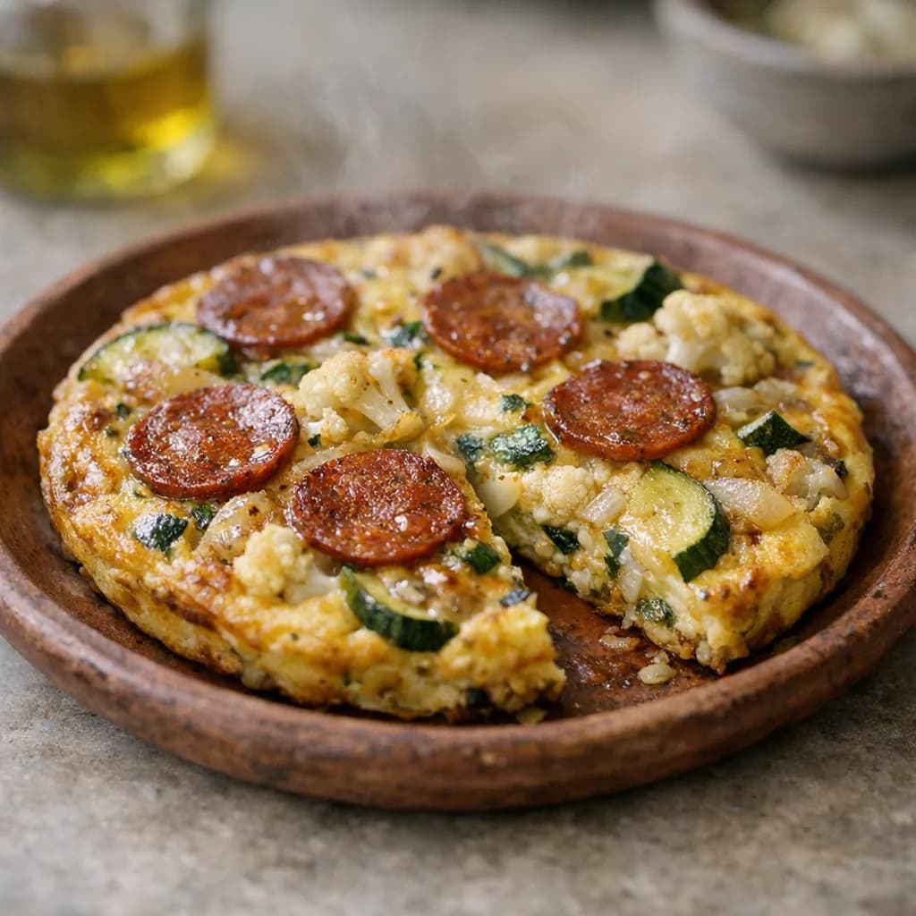 Vegetarian Pepperoni and Veggie Frittata recipe