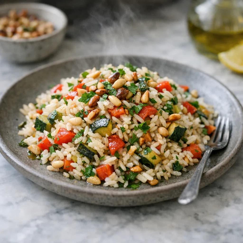 Vegetarian Rice with Toasted Nuts and Herbs recipe