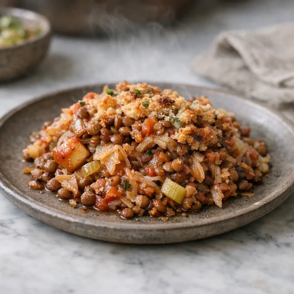 Vegetarian Sauerkraut and Lentil Bake recipe