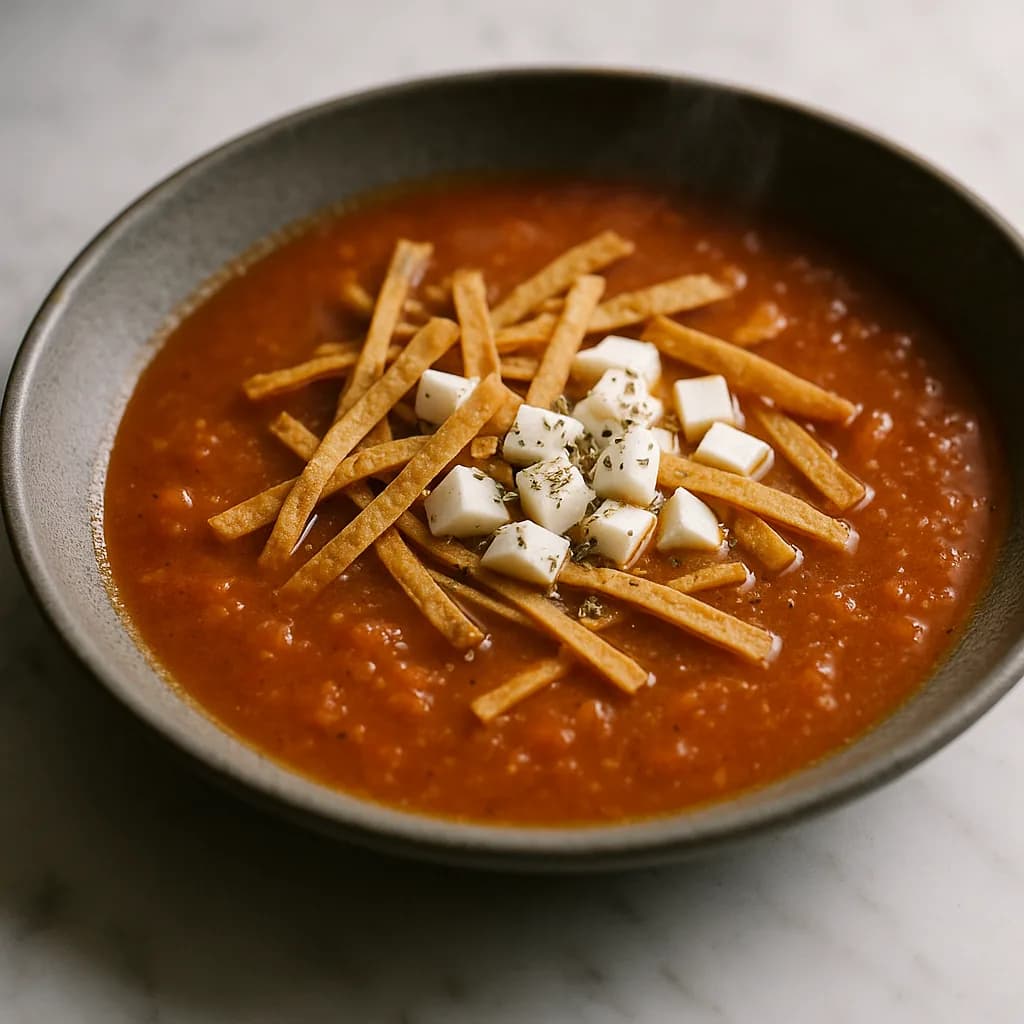 Vegetarian Sopa Tarasca with Queso Fresco recipe