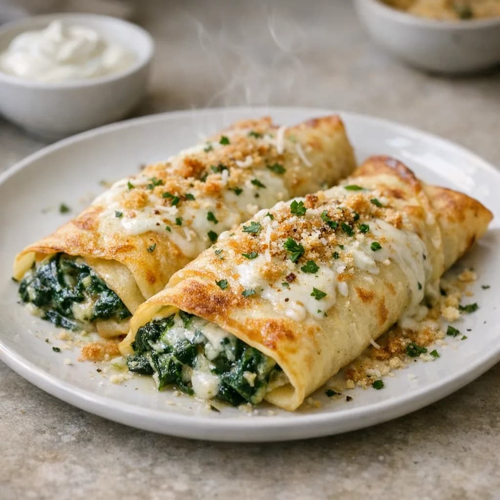 Vegetarian Spinach and Cheese Crepes recipe
