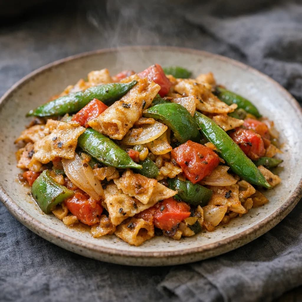 Vegetarian Stir-Bake with Pea Pods recipe