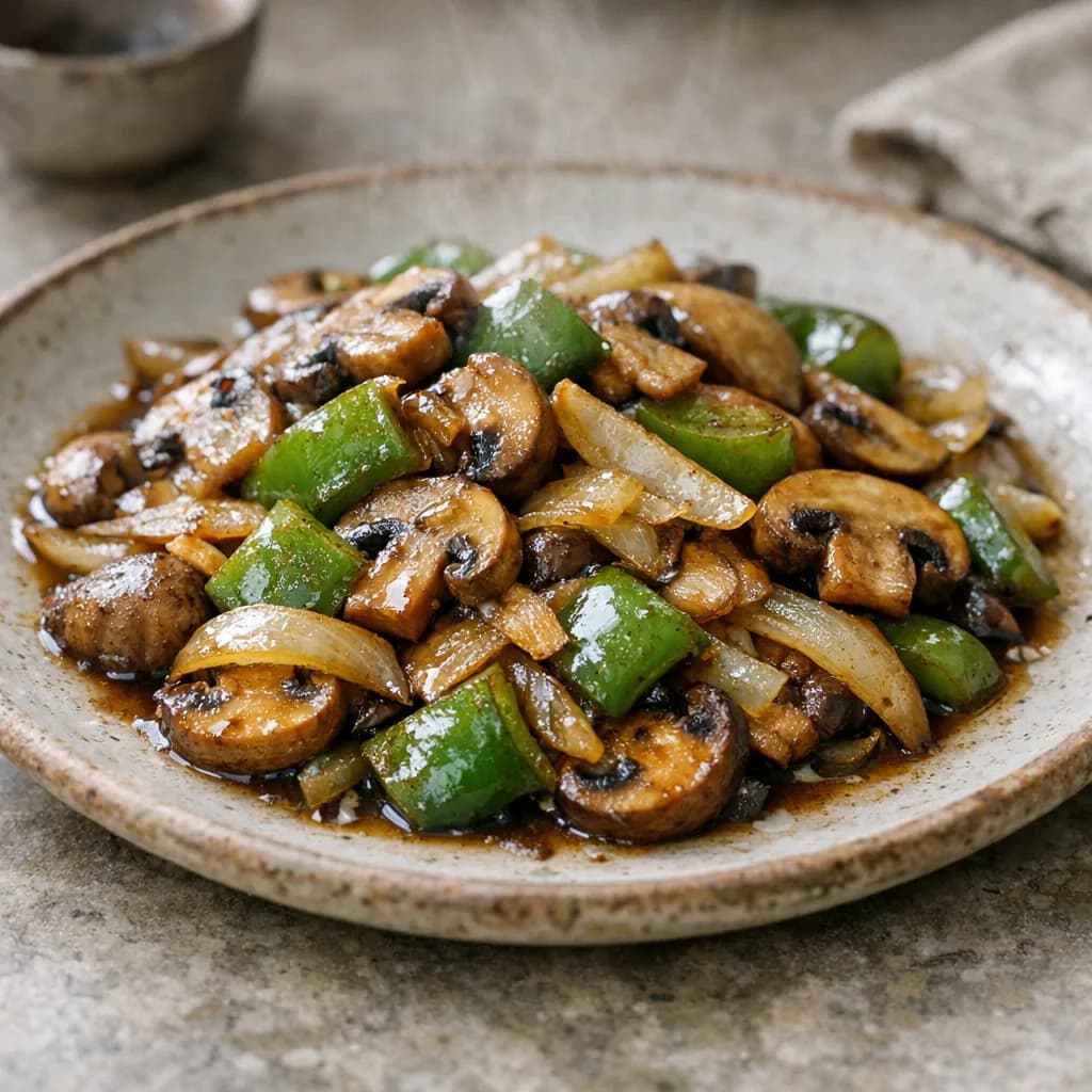Vegetarian Stir-Bake with Peppers and Mushrooms recipe