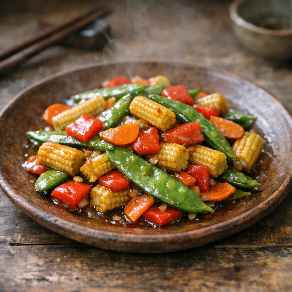 Vegetarian Stir-Fry with Baby Corn and Pea Pods recipe