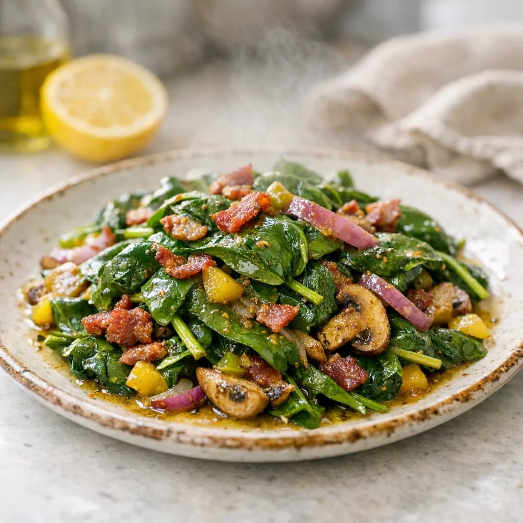 Warm Spinach Salad with Mustard Vinaigrette recipe