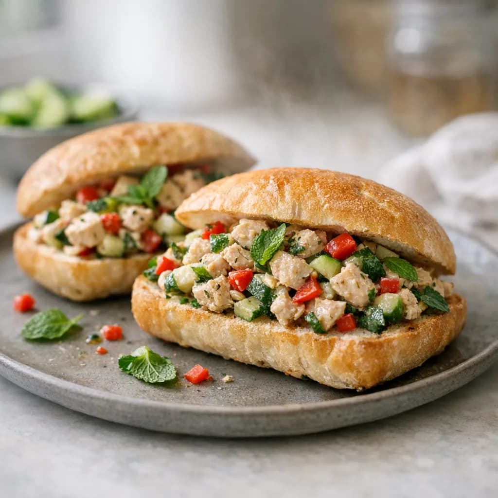 Zesty Roasted Chicken Salad Sandwiches recipe