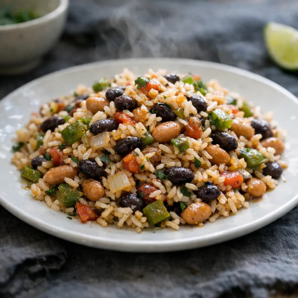 Zesty Vegetarian Beans and Rice recipe